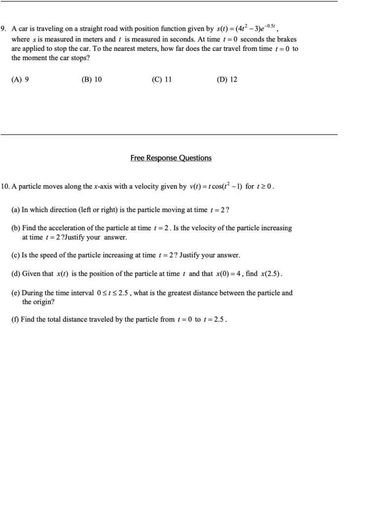 Motion of a Particle, Distance, and Displacement in Application of Integration